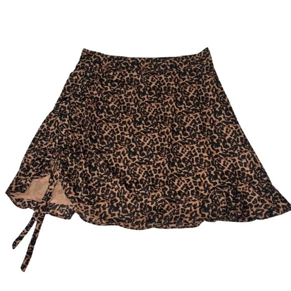 Bella at the Marketplace Ruffled Skater Skirt with Tie Animal Print M Medium - Picture 1 of 15